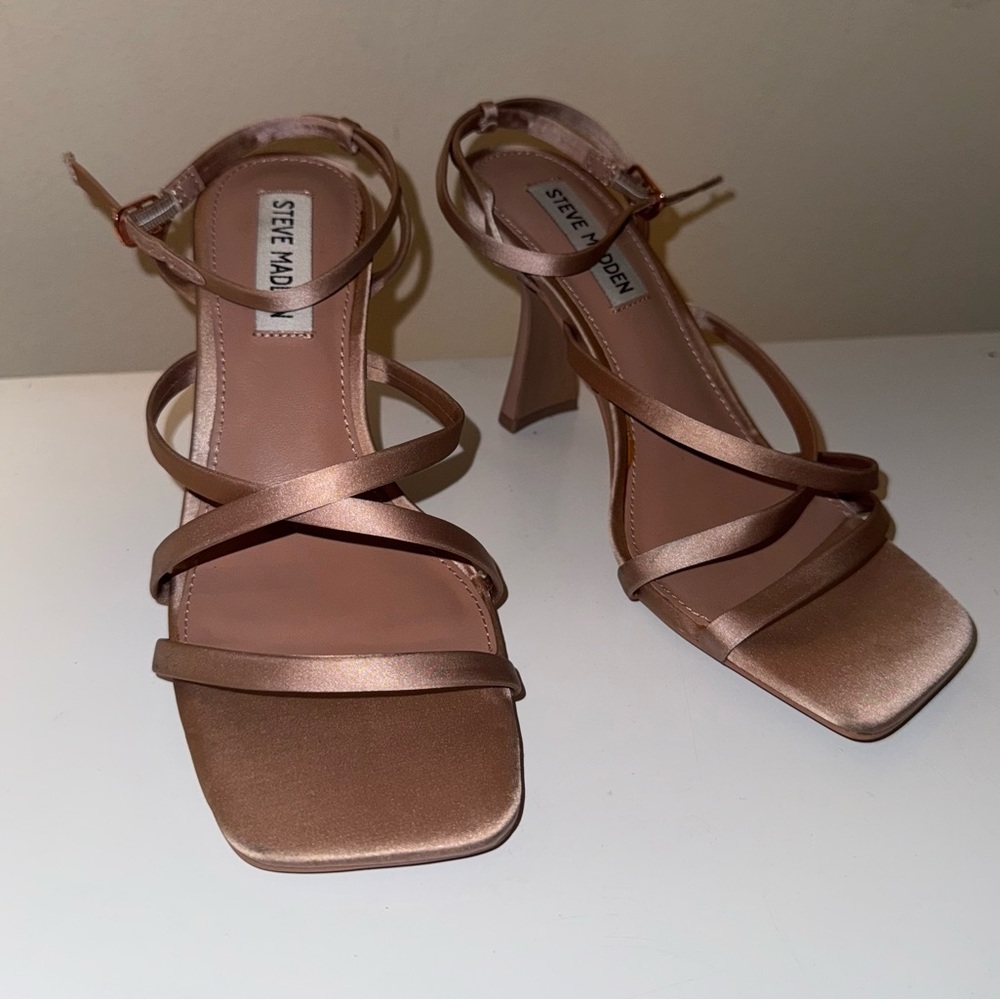 Steve Madden Satin Blush Strappy Heels
